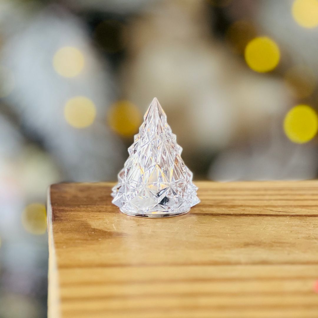 Enfeite Árvore Transparente Com Iluminação - 6x4,5cm