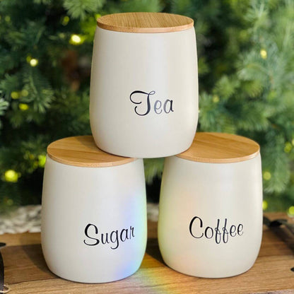 Pote para Café em Aço Galvanizado e Bambu – 12cm
