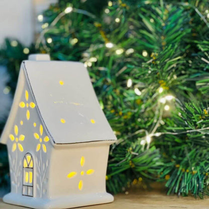 Natal Casinha  Branca  Decorativa - 13,3x9,6x7,4cm