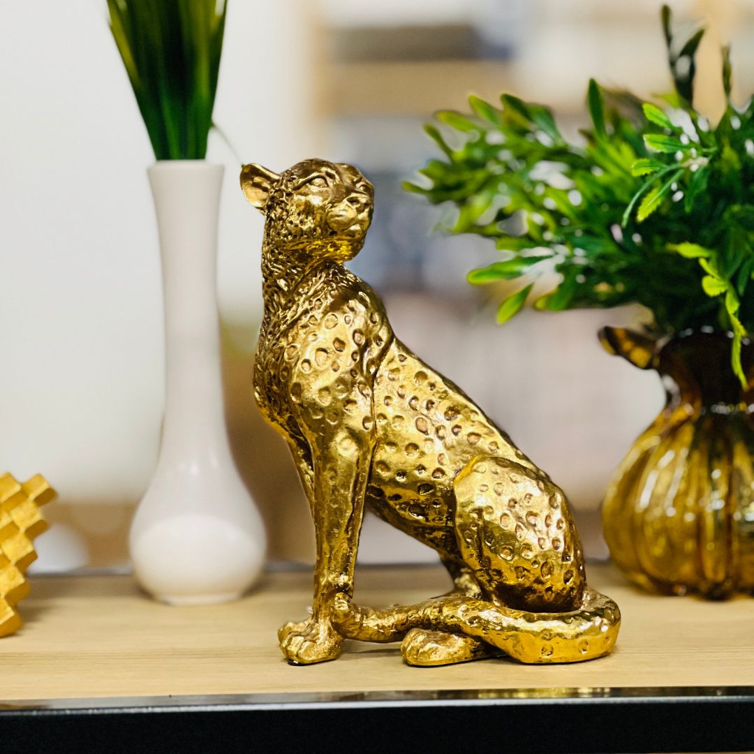 Escultura Leopardo Em Poliresina - 19cm