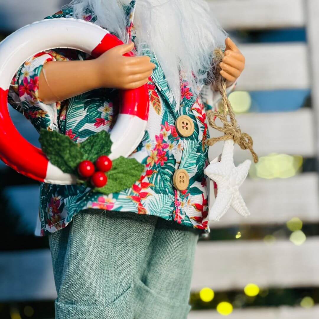 Papai Noel Praiano com Boia – 40cm