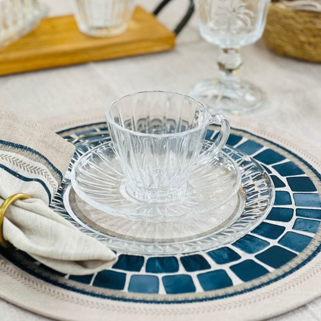 Conjunto de 2 Xícaras Com Pires Para Chá de Cristal Ecologico Com Pires Radial - 180ml
