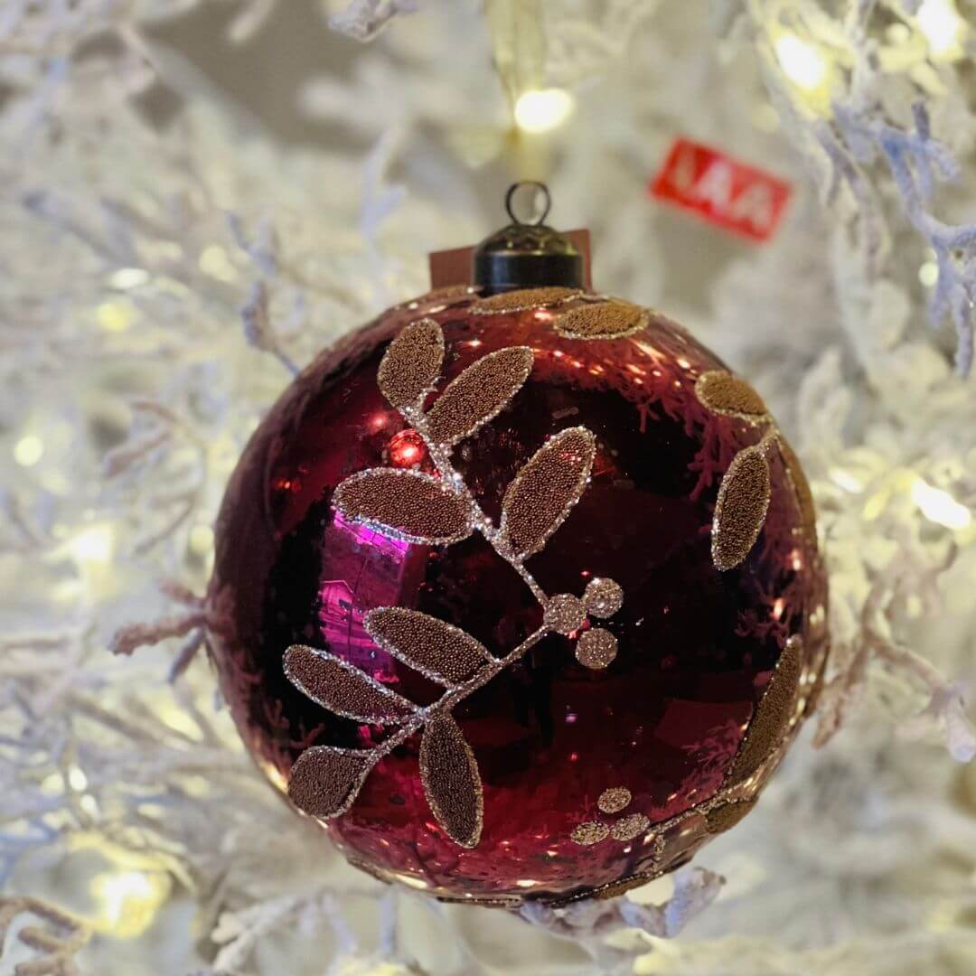 Bola Bordo Com Folhagem C/1 - Diam 15 Cm