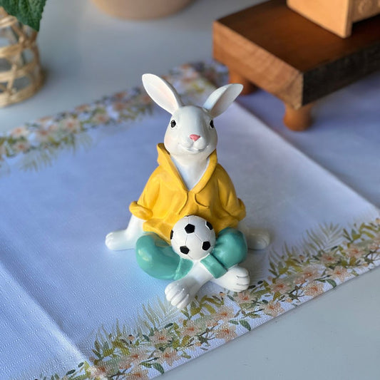 Coelho Com Bola de Futebol - 14cm