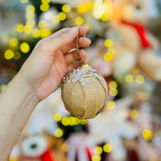 Caixa com 2 Bolas de Natal Decorada Natural 8cm
