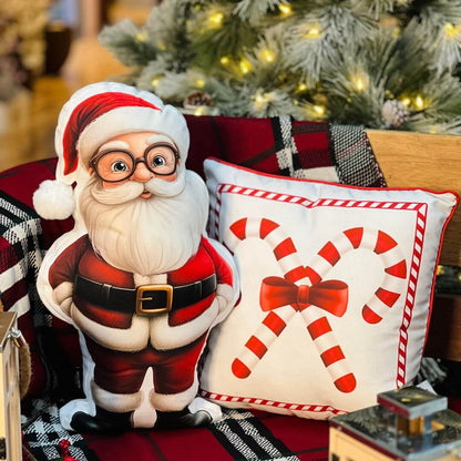 Almofada Natalina Formato Papai Noel Com Pom Pom - 35cmx58