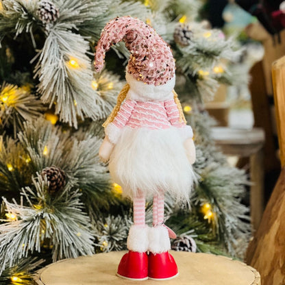 Boneca Natalina Em Pé Rosa 58x17x12cm