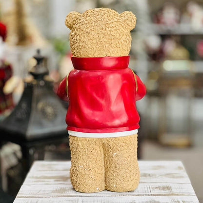 Resina Natal Urso Músico Com Tambor 43cmx23x22