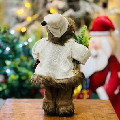 Papai Noel Rústico Com Lanterna e Arranjo - 30cm