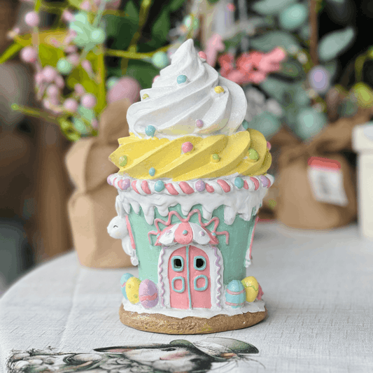 Casinha Cupcake de Páscoa de Resina 23cm
