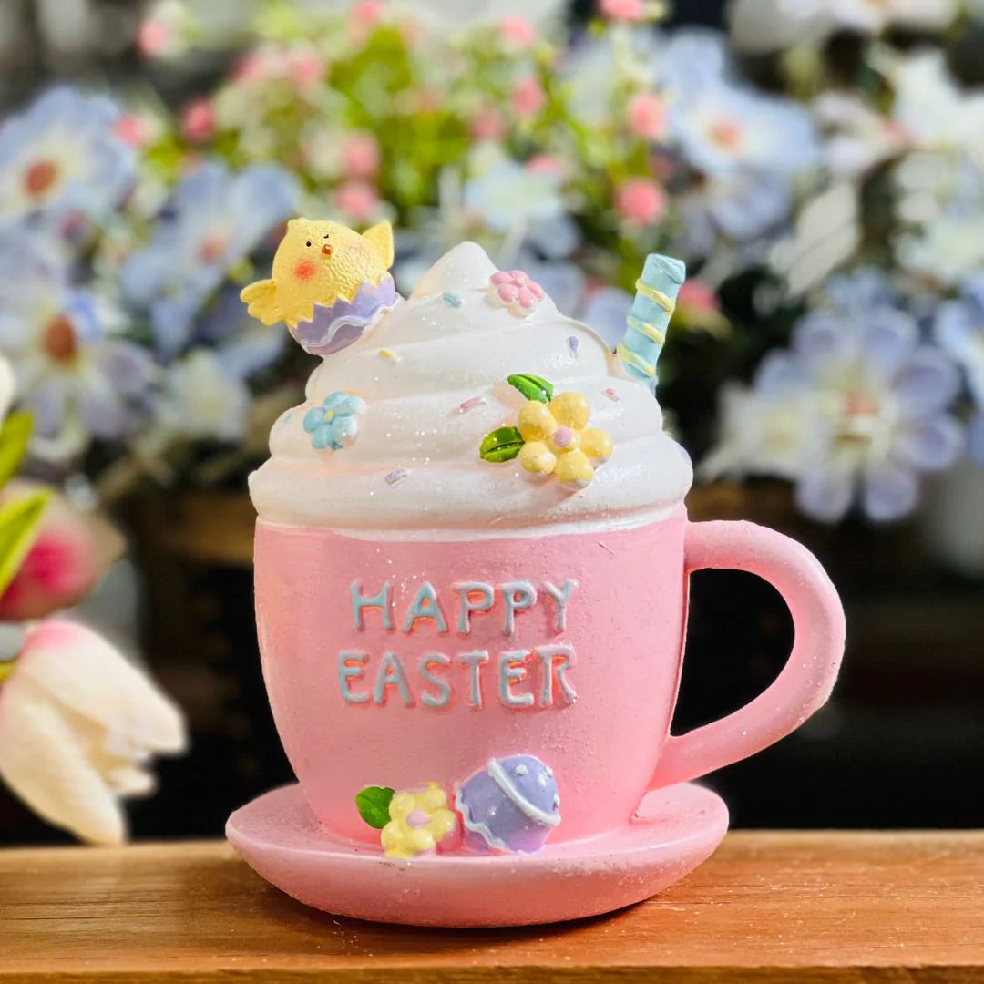 Caneca Decorativa de Páscoa Com Led - 14,5x11x14cm