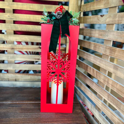 Lanterna Decorativa Natal Metal com LED – 57,5 x 17,5cm 