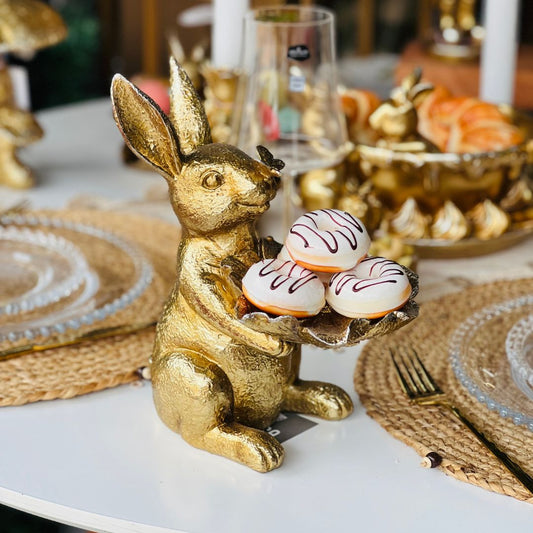 Coelho Bandeja Ouro - 25cm