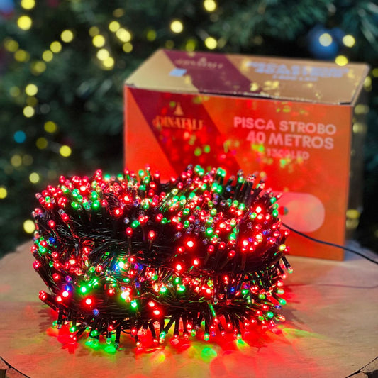 Pisca Estrobo 40 metros - 1300 Leds Colorido - Externo (Bivolt)