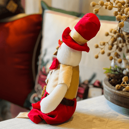 Boneco de Neve Natalino Sentado Vermelho e Dourado 54cm