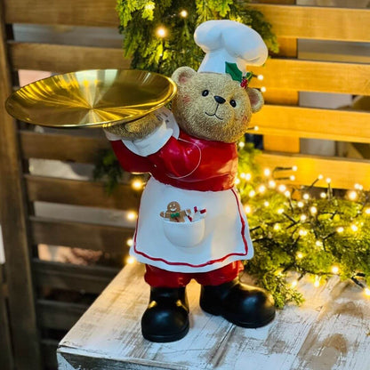 Urso Chef com Bandeja de Metal | 36,5cm