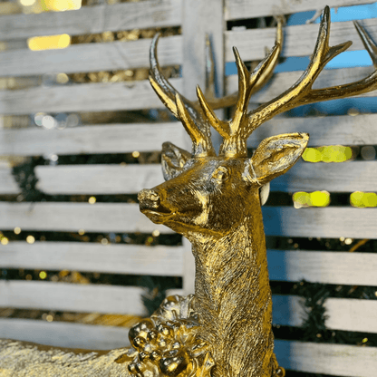 Rena Em Pé Metalizada Ouro -  74,5cmx38cmx72cm