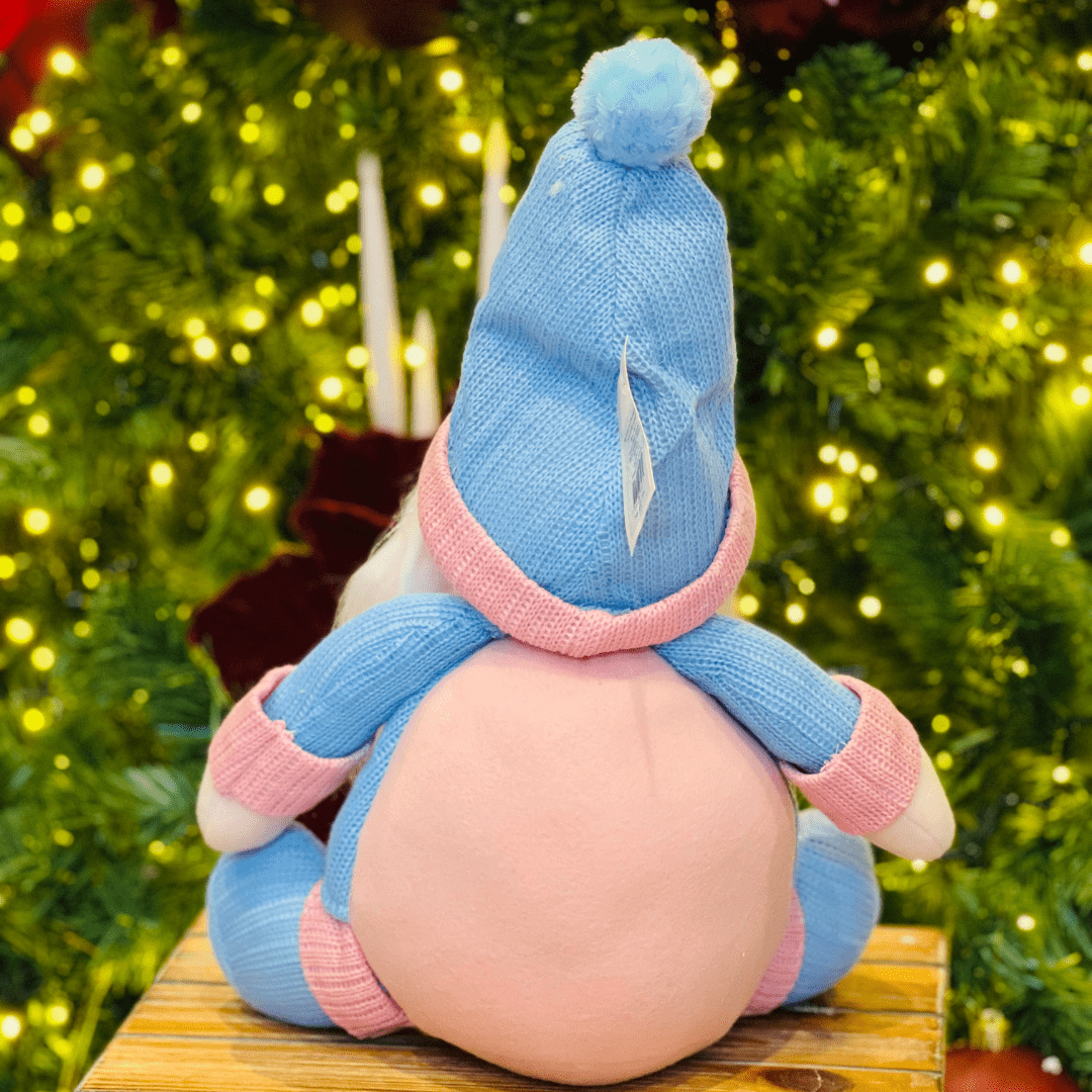 Papai Noel Sentado Rosa e Azul 36cm