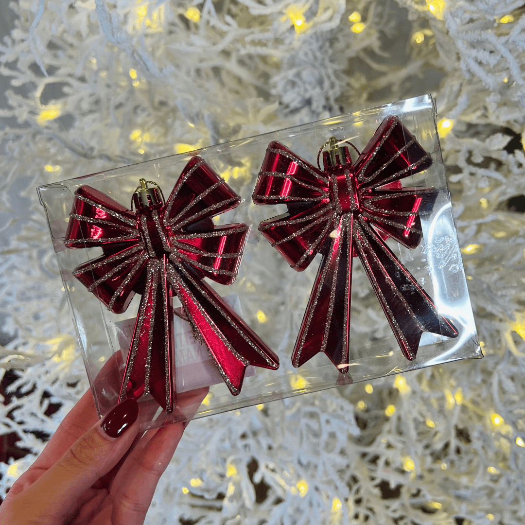 Enfeite Pendente Laço Glitter Metalizado – 16cm