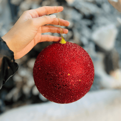 Bola Natalina Vermelha Glitter 15cm - 1un