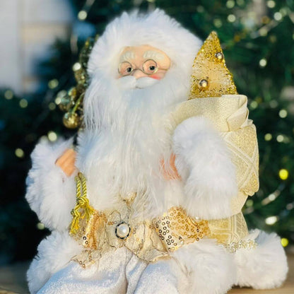 Papai Noel de Natal Sentado Champanhe e Dourado – 45cm
