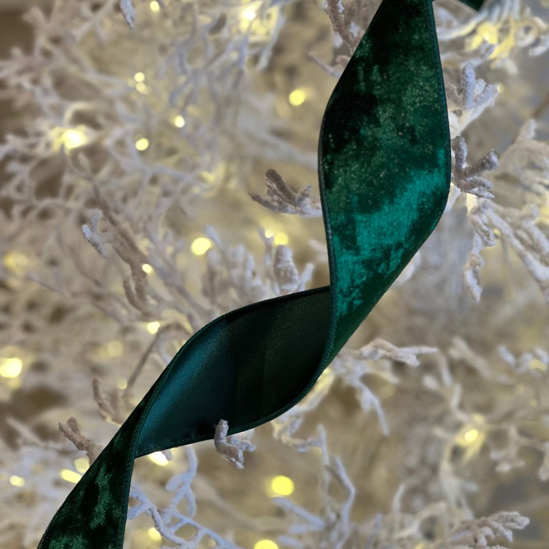 Fita Aramada de Veludo Verde| 10cm x 5m