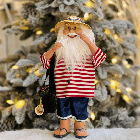 Papai Noel Praiano Vermelho e Azul 40cm