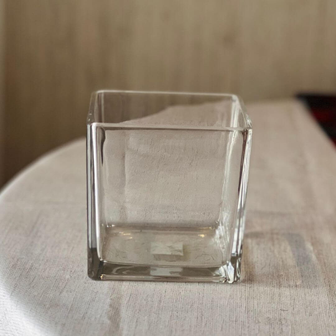 Vaso de Vidro Quadrado Transparente – 12cm