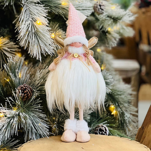 Fadinha de Natal Rosa Com Branco - 47cm