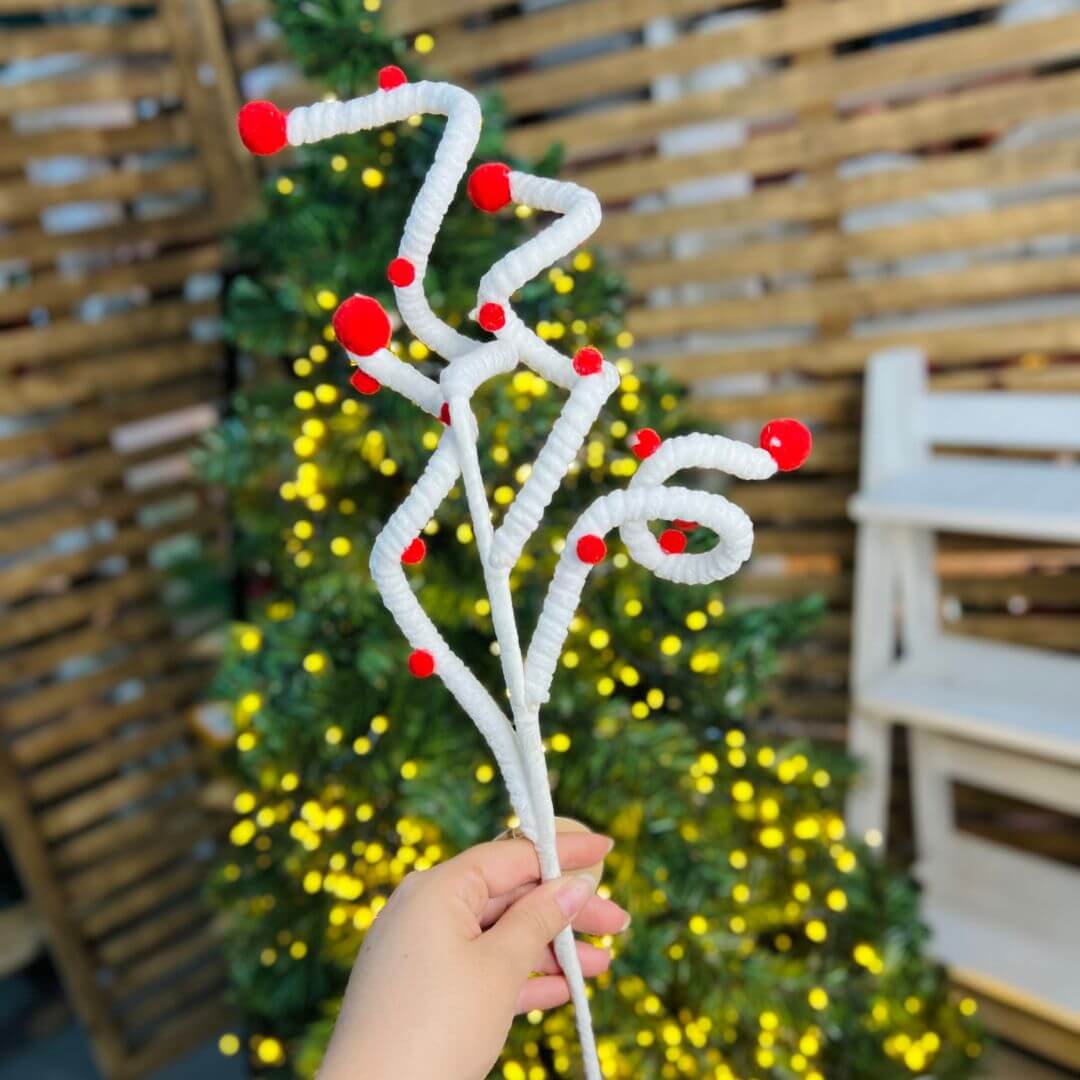 Haste Natalina Espiral Branca – 57cm
