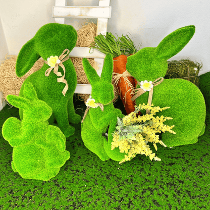 Coelho Musgo Verde De Resina Sentado 33cm
