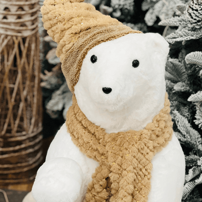 Urso Polar Natalino Em Pé Branco e Nude 110cm