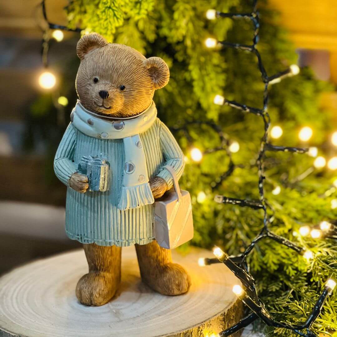 Urso Decorativo Segurando Presente | 15,5cm