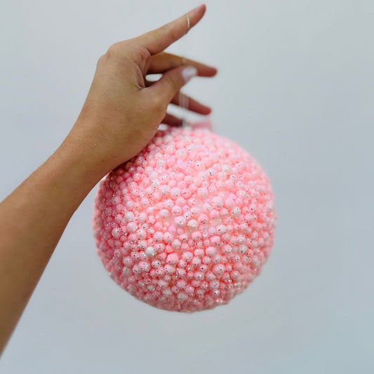 Bola Decorada de Natal Rosa - 15cm