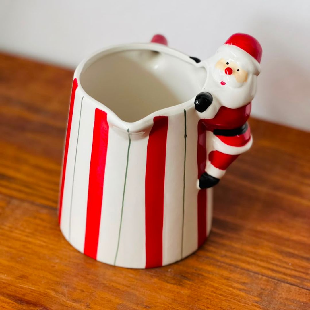 Jarro Natalino Papai Noel em Cerâmica - 16,5 cm
