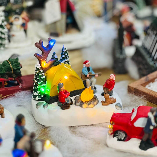 Cenário Natal Acampamento Com Led 11x13,2x9,2cm