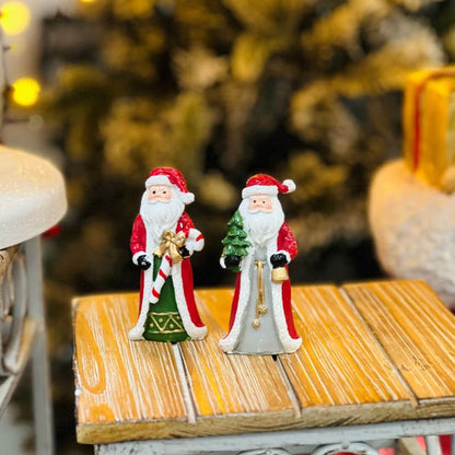 Enfeite Papai Noel com Casaco em Resina – Jogo com 2 Peças