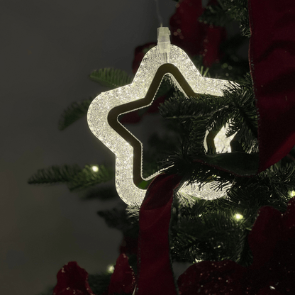 Estrelas de Led Natalina Com 5 Pingentes Branco Quente