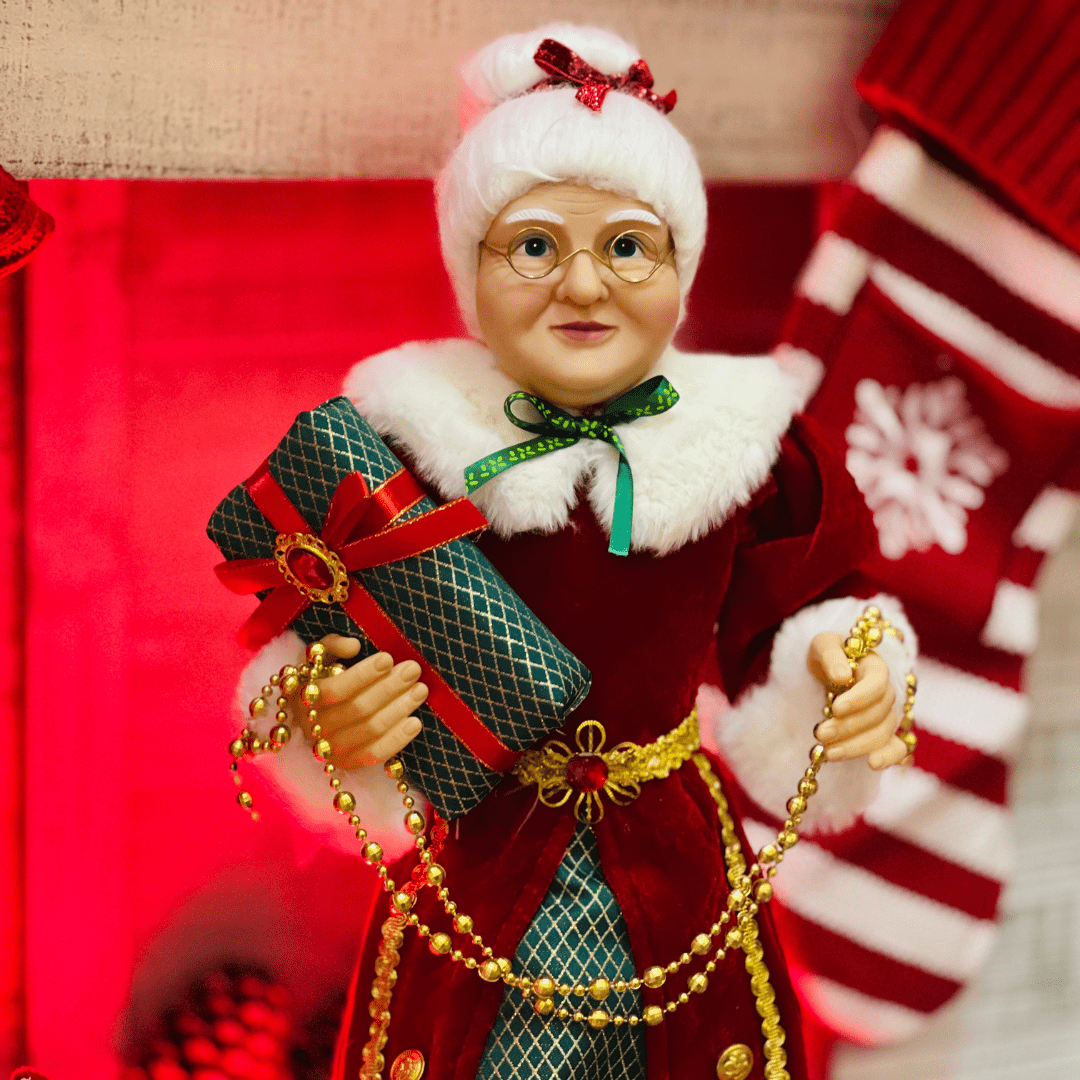 Mamae Noel Em Pé Verde e Vermelho 60cm