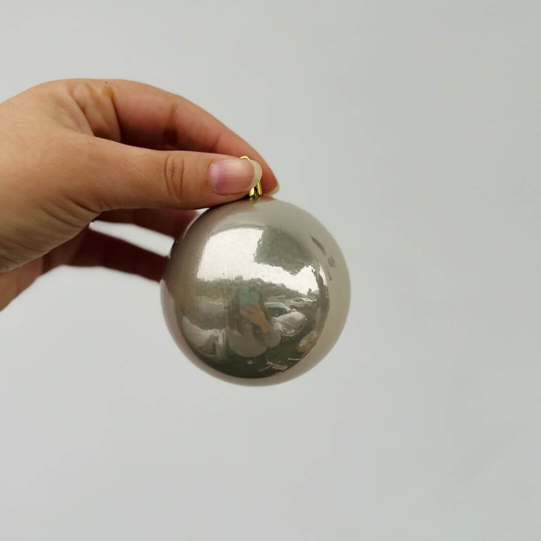 Bola Tubo Lisa Perolada Champanhe – 7cm | Jogo com 6 Peças