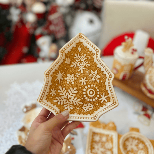 Bowl Natalino Árvore Gingerbread de Cerâmica 18x16x5cm