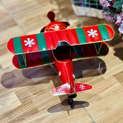 Avião de Natal Decorativo - 21x36,5x40,5cm
