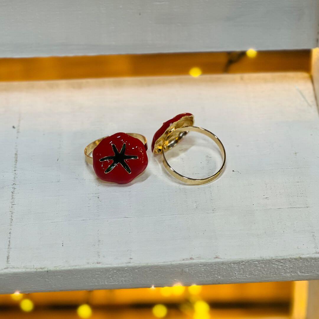 Anel Guardanapo Tomate – 4 x 3,5 x 4,5cm | Kit com 4