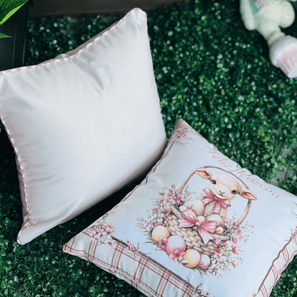 Capa de Almofada de Páscoa Bege Com Cordone 43cm