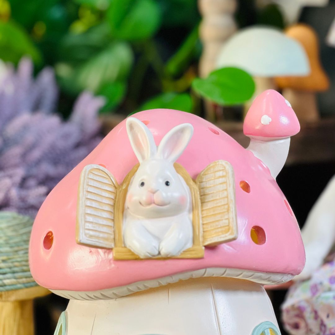 Casa Coelho de Cogumelo Com Led - 29cm