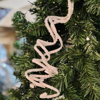 Haste Pendente Espiral Natal com Glitter Branco – 70cm