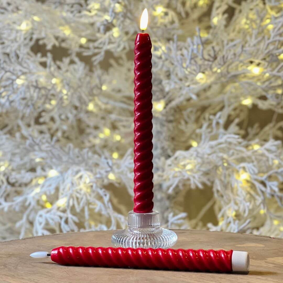 Vela Eletrônica Espiral Vermelha – 25cm | 2 Peças