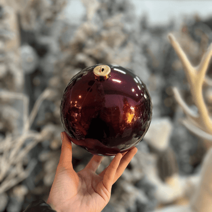 Jogo 2 Bolas Natalinas Peroladas Vinho 15cm