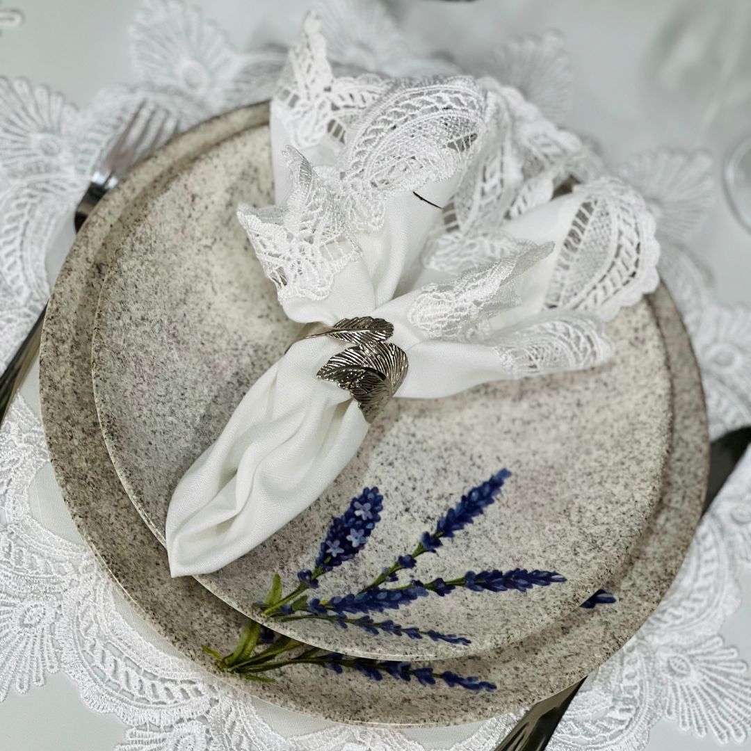 Prato Raso de Cerâmica Decorado Alfazema - 29,5cm