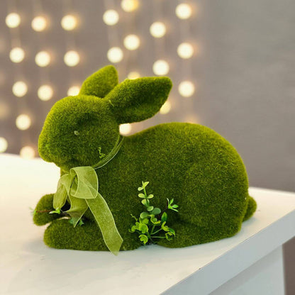 Coelho Decorativo Deitado Verde (Mesh)